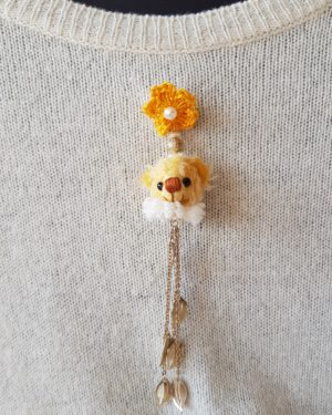Mohair Bear Head Brooch